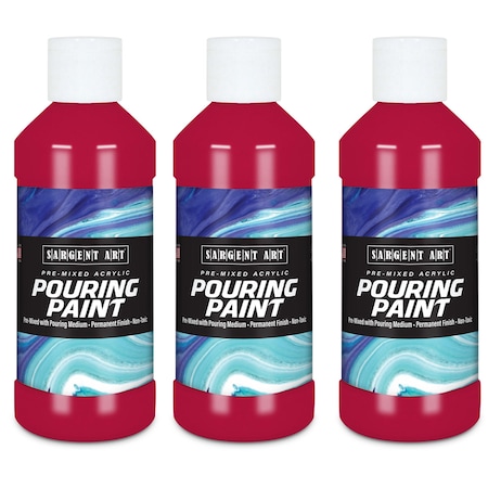Acrylic Pouring Paint, 8 Oz, Rubine Red, 3PK